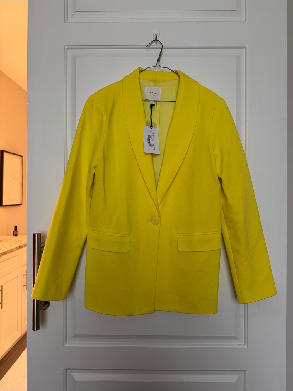 GREY LAB Bright Yellow Shawl-Collar Women's Blazer